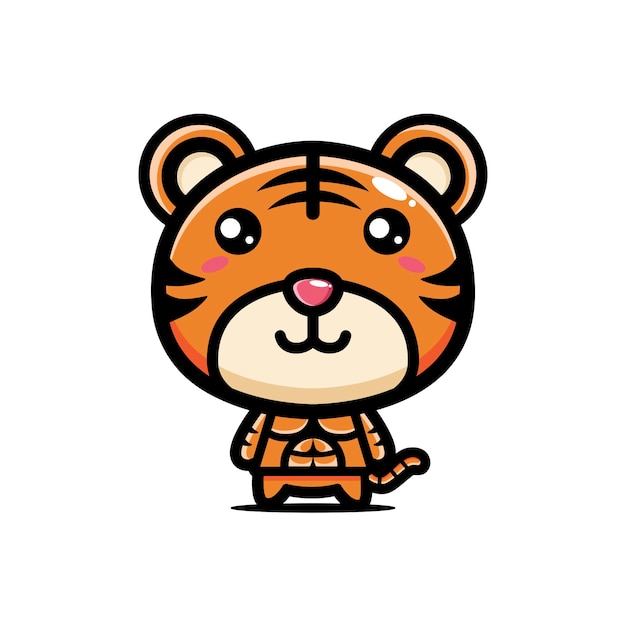 Premium Vector | Cute tiger strong and muscular