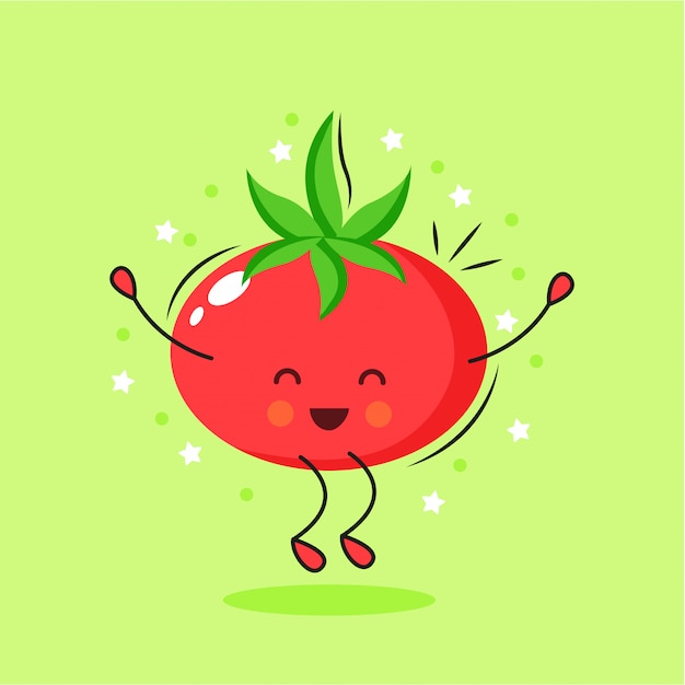 かわいいトマトの漫画のキャラクター プレミアムベクター