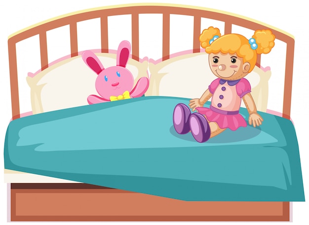 Free Vector Cute Toys On Bed