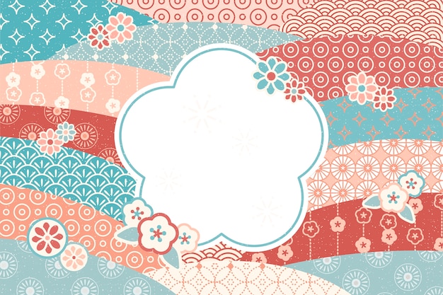 Cute traditional  flowers pattern with blank copy space for greeting words Premium Vector