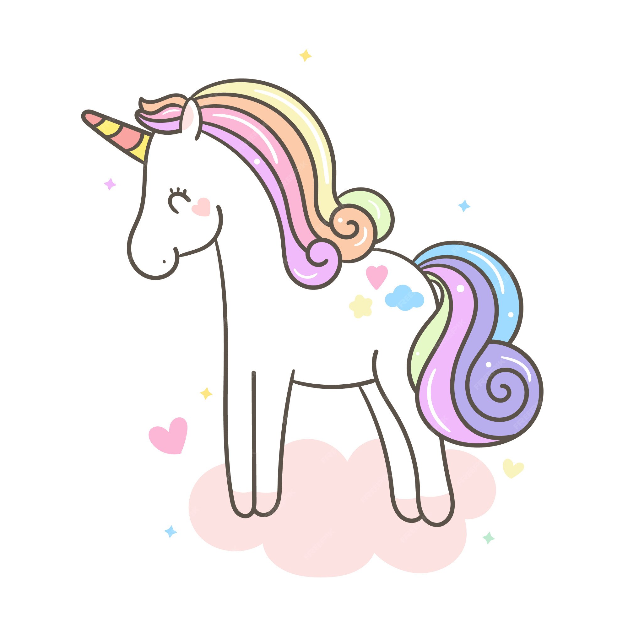 Premium Vector | Cute unicorn on cloud