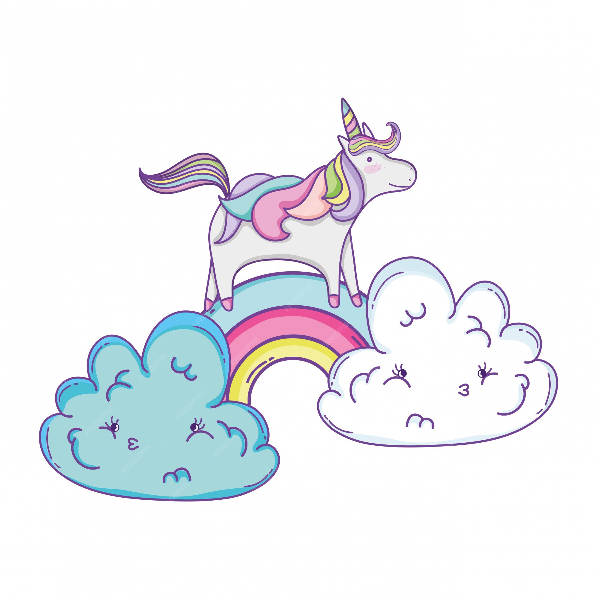 Premium Vector | Cute unicorn and clouds