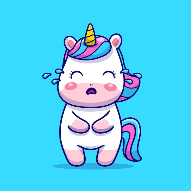 Free Vector Cute Unicorn Crying Cartoon Icon Illustration