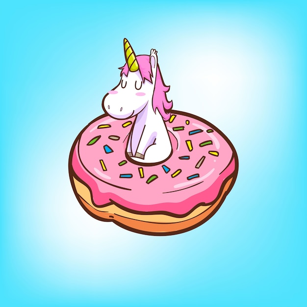 Download Cute unicorn and donuts Vector | Premium Download