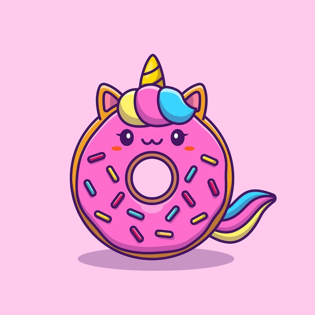 Premium Vector | Cute unicorn doughnut donut cartoon icon illustration