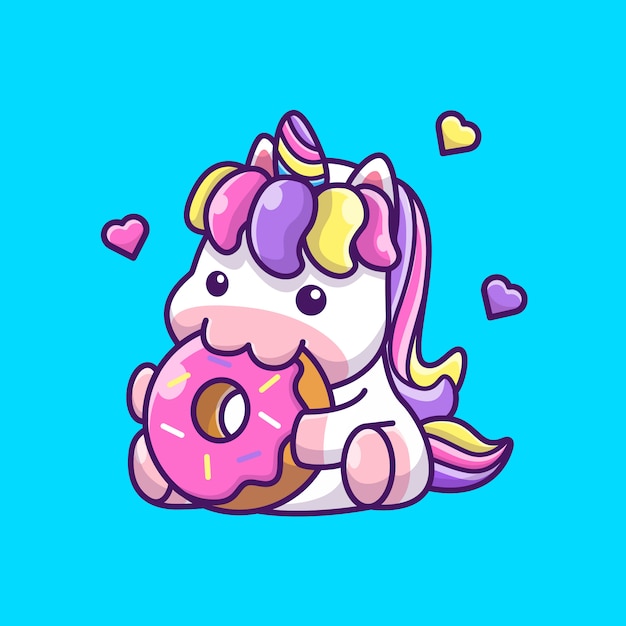 Premium Vector | Cute unicorn eat dessert icon illustration. unicorn