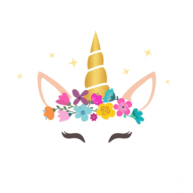 Download Cute unicorn graphic with flower wreath | Premium Vector