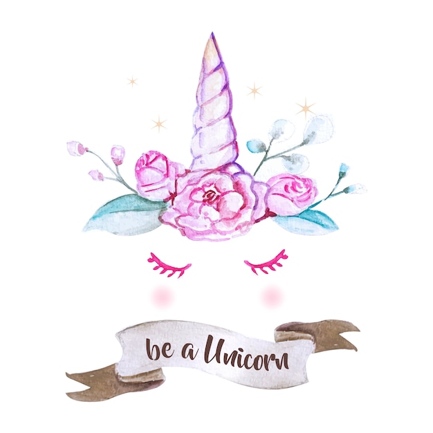 Cute unicorn graphic with watercolor style Vector | Premium Download