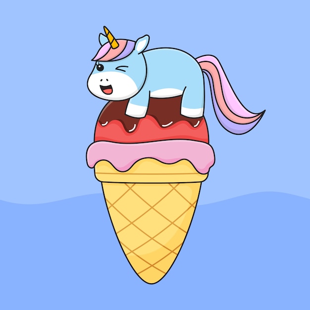 Premium Vector | Cute unicorn on ice cream