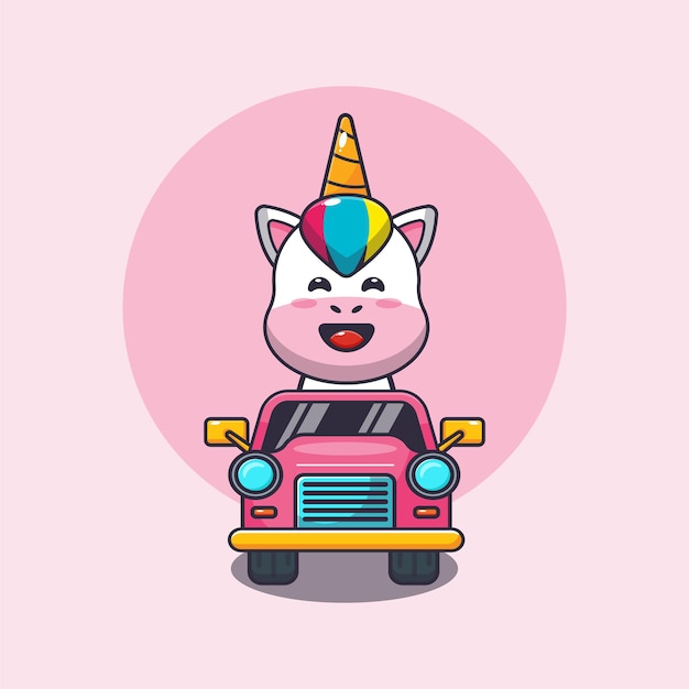 Premium Vector Cute Unicorn Mascot Cartoon Character Ride On Car