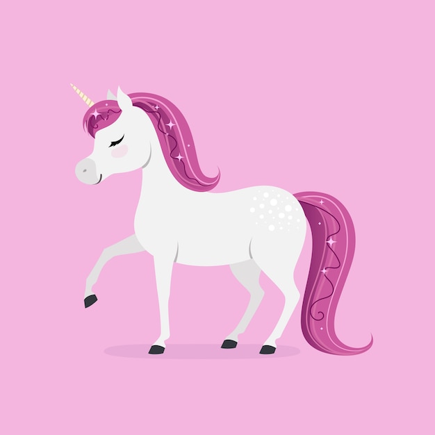 Cute unicorn on pink background. Vector | Premium Download