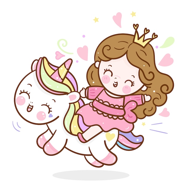 Premium Vector | Cute unicorn princess cartoon