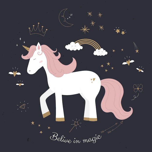 Download Cute unicorn princess | Premium Vector