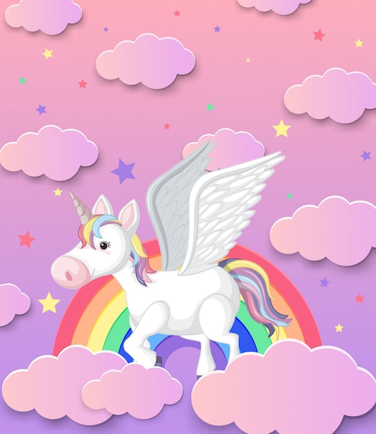 Premium Vector Cute Unicorn And Rainbow Background