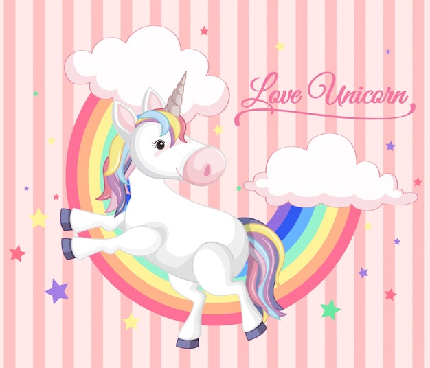 Premium Vector | Cute unicorn on rainbow