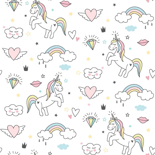 Premium Vector Cute Unicorn Seamless Pattern