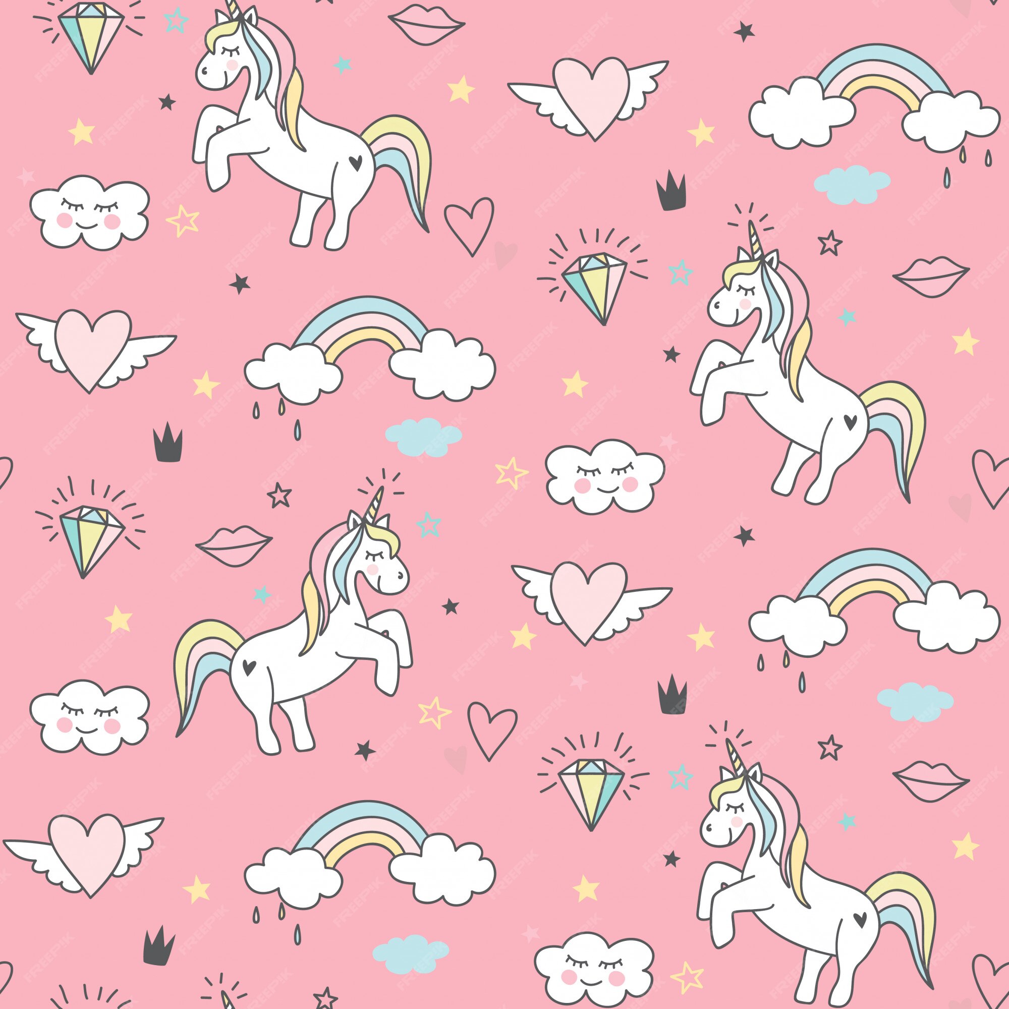 Premium Vector Cute Unicorn Seamless Pattern