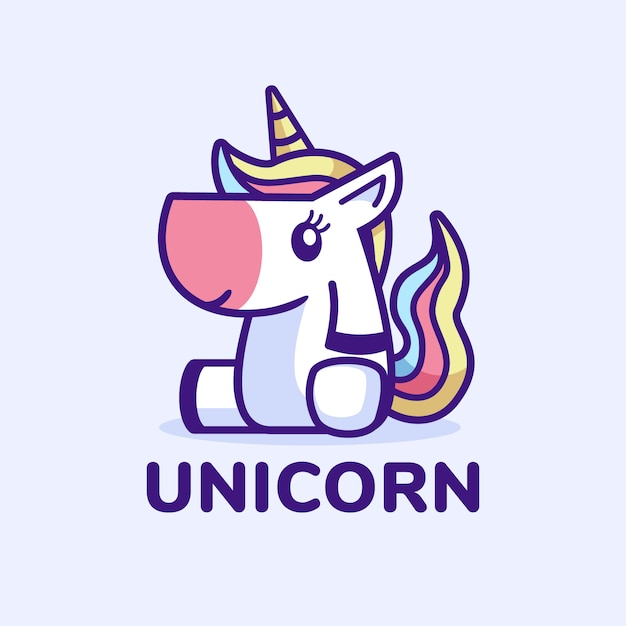 Download Premium Vector | Cute unicorn sitting cartoon logo design