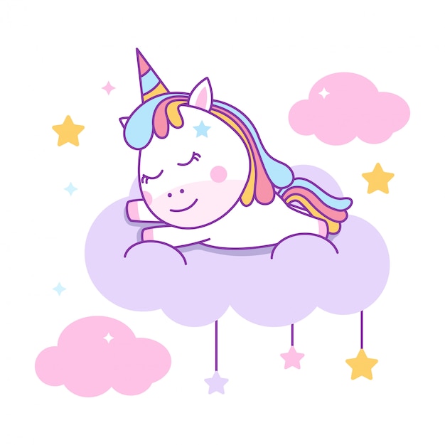 Premium Vector | Cute unicorn sleeping