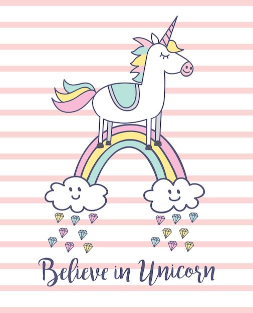 Download Cute unicorn t-shirt design | Premium Vector