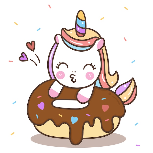 55+ Unicorn Eating A Donut Coloring Page