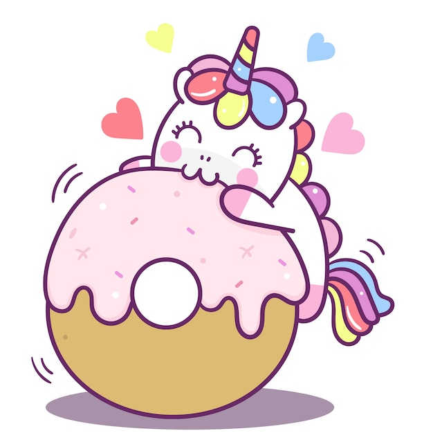 Premium Vector | Cute unicorn vector yummy donut