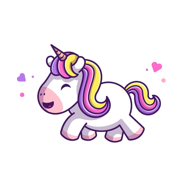 Premium Vector | Cute unicorn walking icon illustration. unicorn mascot ...