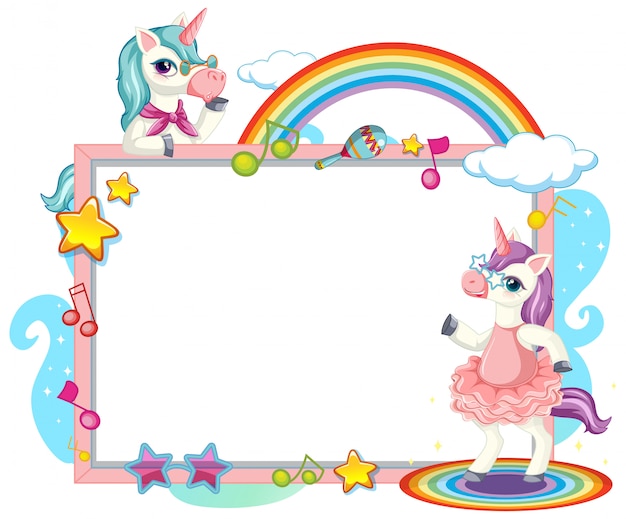 Free Vector | Cute unicorn with blank banner