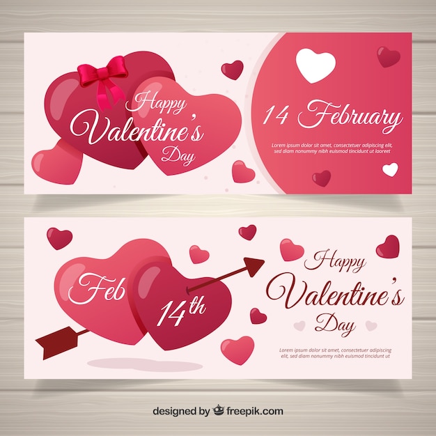 Cute valentine banners Vector | Free Download