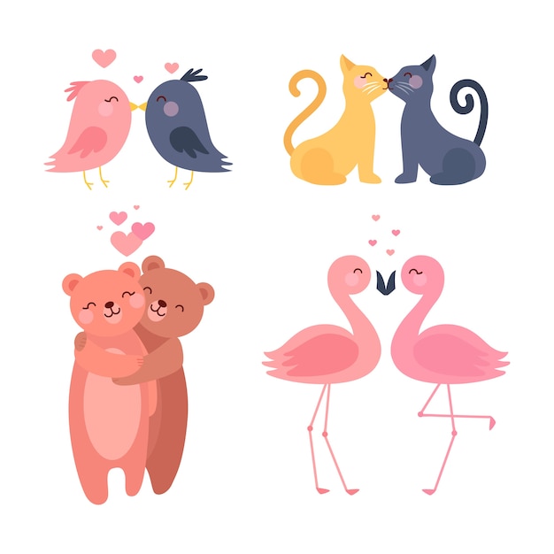 Download Free Vector | Cute valentine's day animal couple