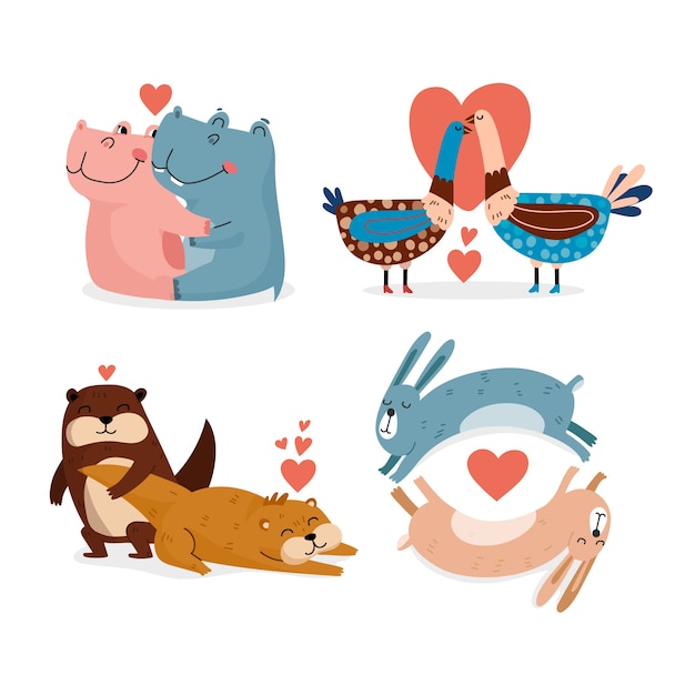 Download Cute valentine's day animal couple Vector | Free Download