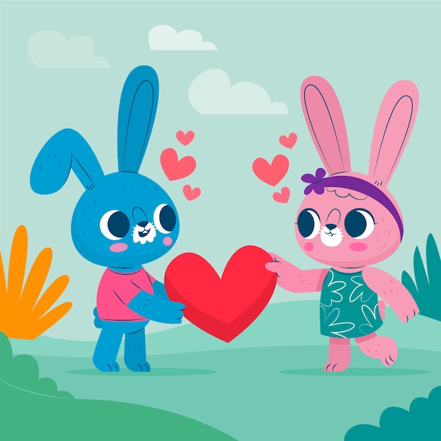 Download Cute valentine's day animal couple Vector | Free Download