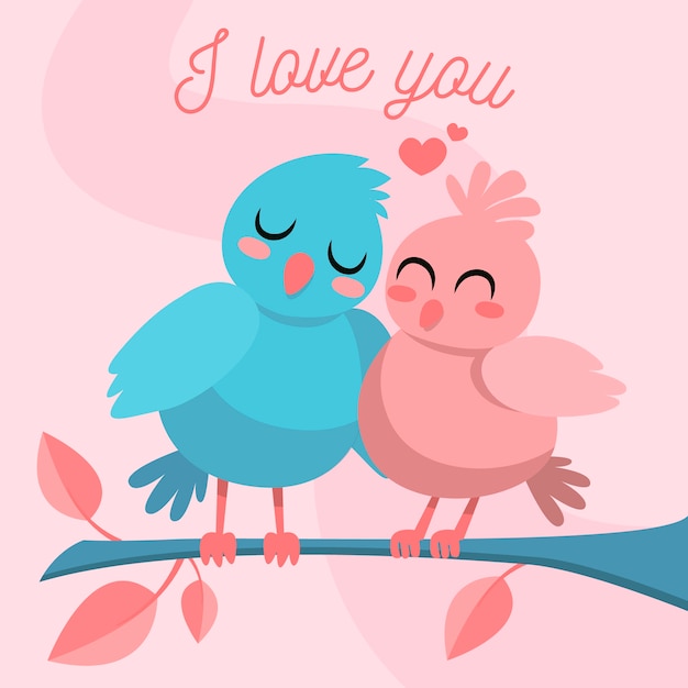 Cute valentine's day bird couple Vector | Free Download