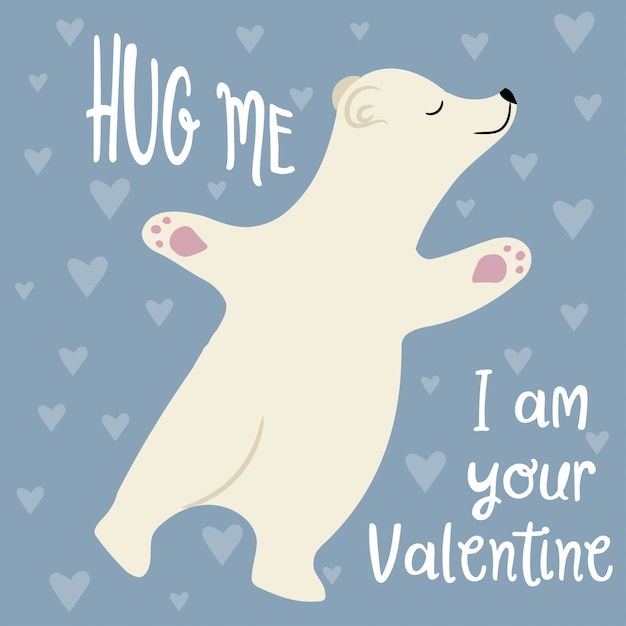 Premium Vector | Cute valentine's day card with polar bear