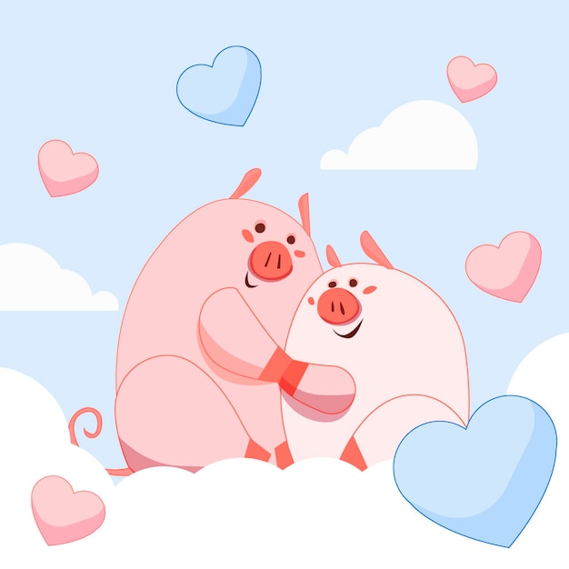 free-vector-cute-valentine-s-day-pigs-couple