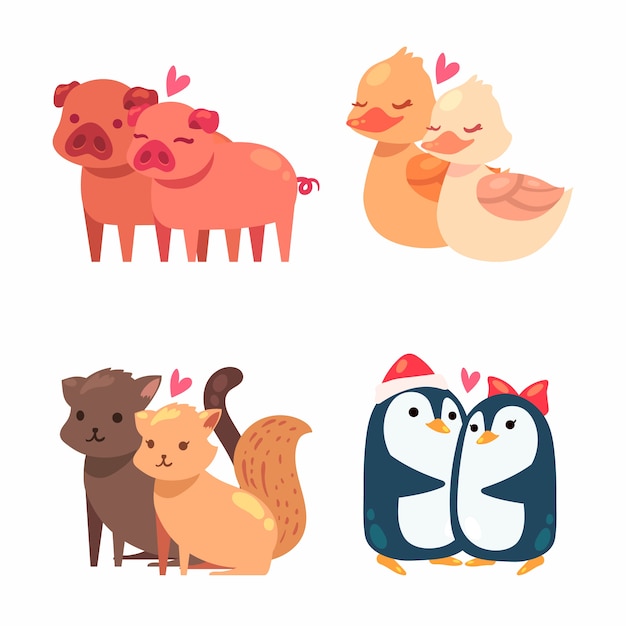 Download Cute valentines day animal couple Vector | Free Download