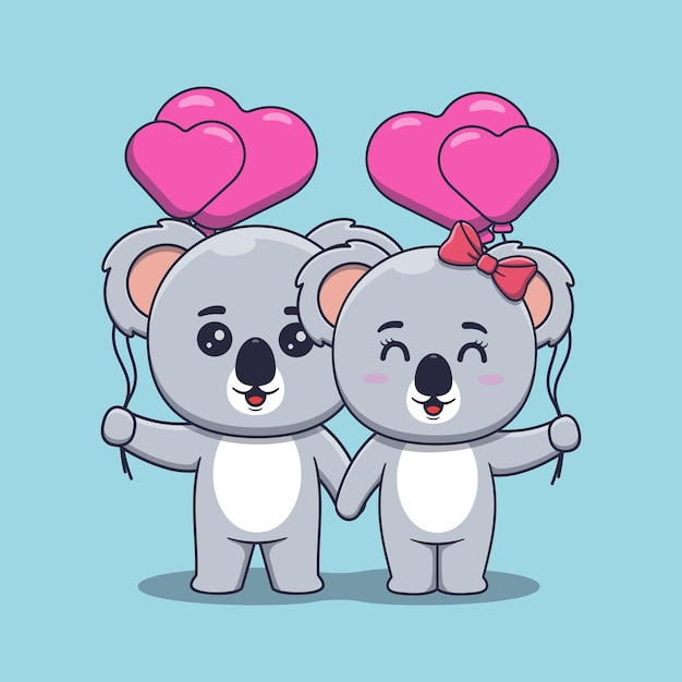 Premium Vector | Cute valentines day koala couple holding heart shaped ...