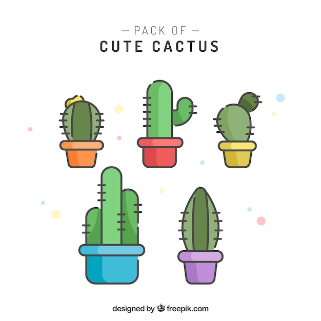 Download Cute variety of cactus | Free Vector