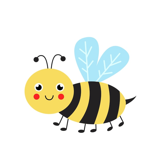 Premium Vector | Cute vector bee isolated on white background.