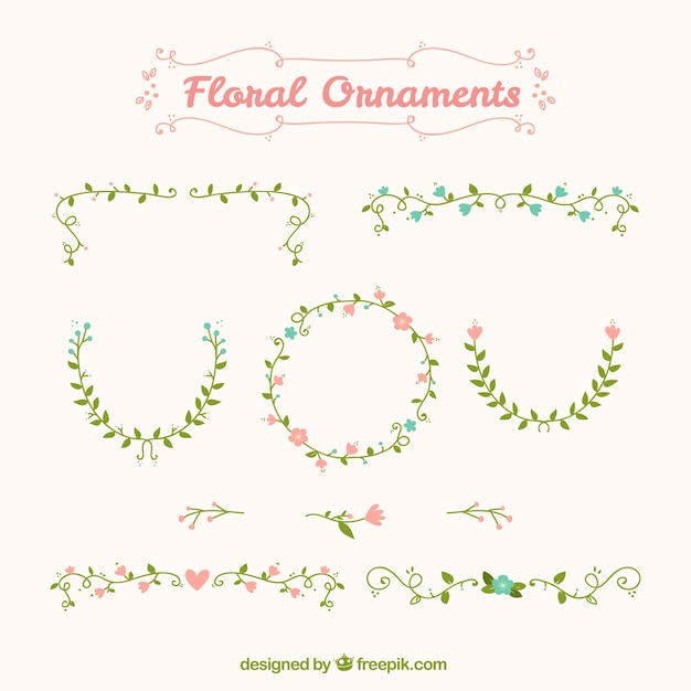 Download Cute vintage flower ornaments | Free Vector