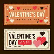 Free Vector Cute Vintage Valentine s Day Banners