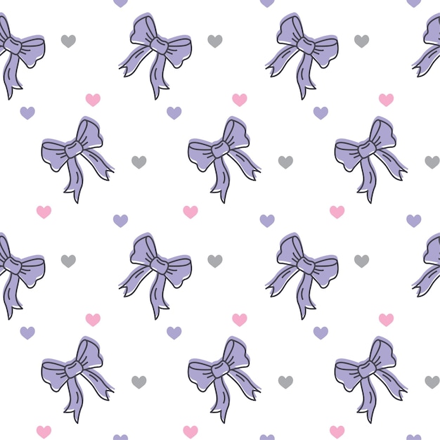 Premium Vector | Cute violet bows love pattern vector illustration