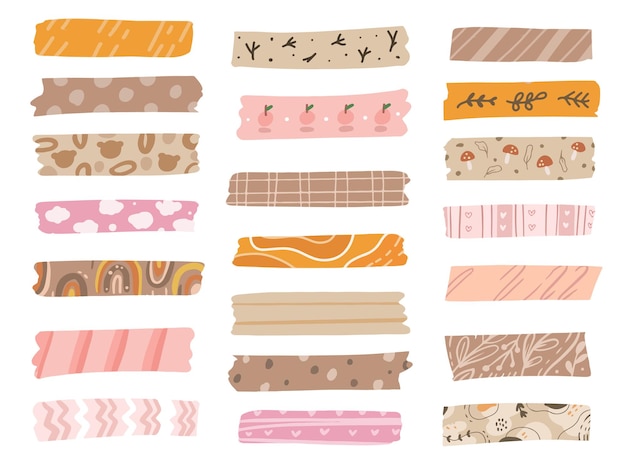 Premium Vector | Cute washi tape big set collection in minimalist ...