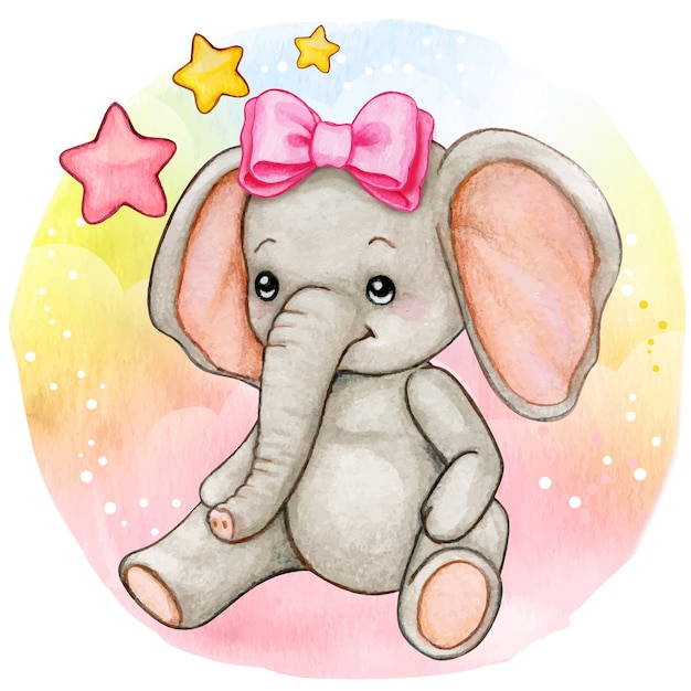 Download Premium Vector | Cute watercolor baby girl elephant ...