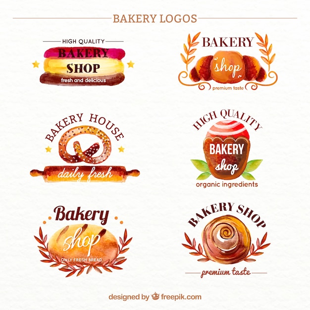 Download Free Cute Watercolor Bakery Logos Set Free Vector Use our free logo maker to create a logo and build your brand. Put your logo on business cards, promotional products, or your website for brand visibility.