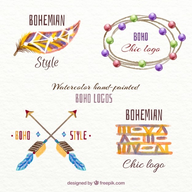 Download Free Cute Watercolor Boho Style Logos Free Vector Use our free logo maker to create a logo and build your brand. Put your logo on business cards, promotional products, or your website for brand visibility.