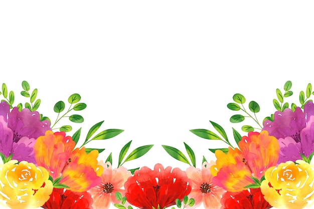 かわいい水彩画の花の壁紙 無料のベクター