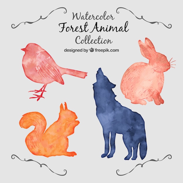 Cute watercolor forest animals