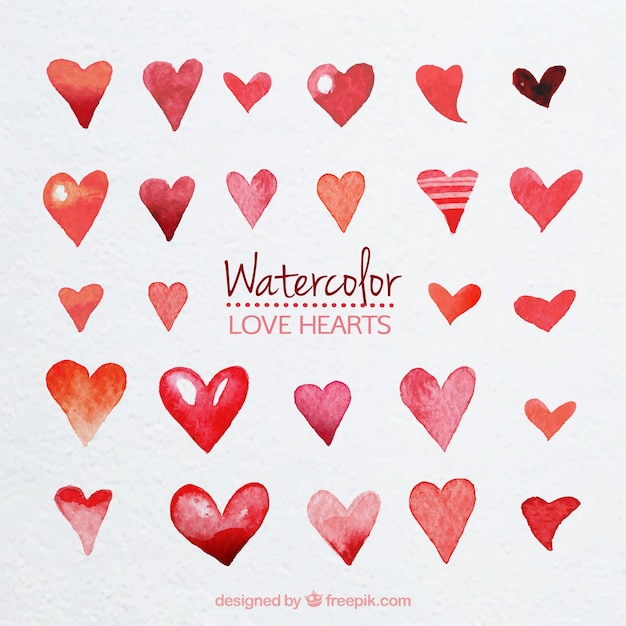 Download Cute watercolor hearts Vector | Premium Download