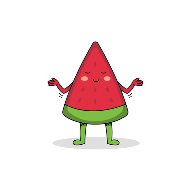 Premium Vector | Cute watermelon slice cartoon character not caring